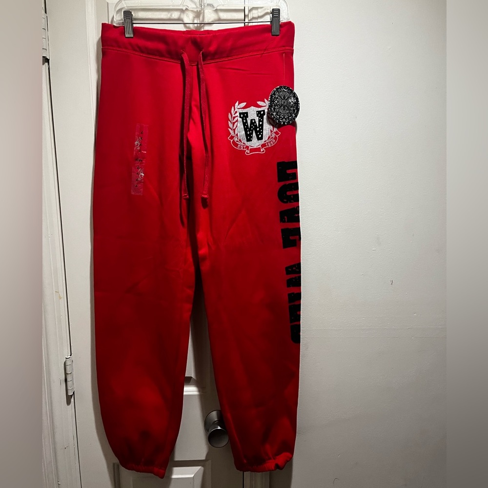 NWT True Blue Love Wild red joggers with bling and velours